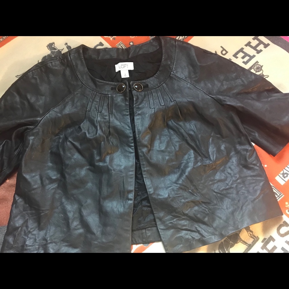 LOFT LEATHER CROP JACKET/COAT